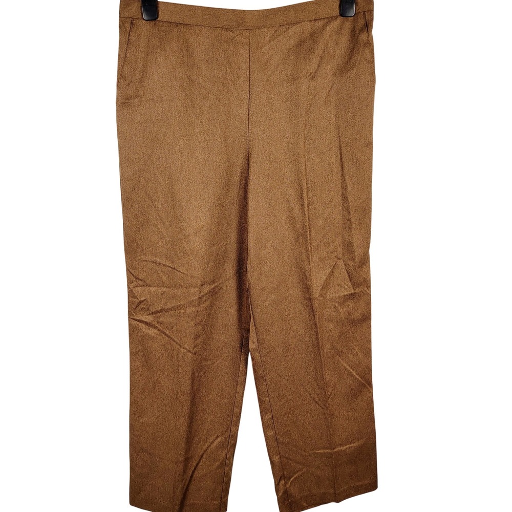 Alfred Dunner Womens SZ 18 Straight Leg Pants Brown Textured Dark Academia